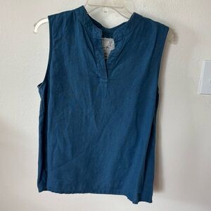 notPERFECTLINEN Sleeveless Indigo Tank